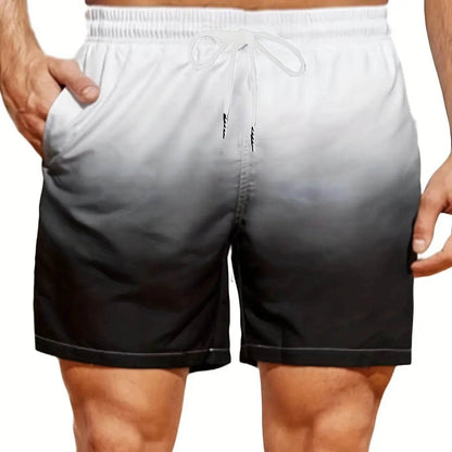 Men's Plus Size Gradient Beach Shorts - Elastic Drawstring Casual Pants - Buy Center US