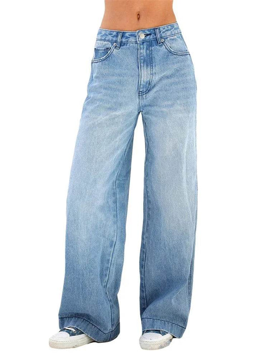 High Waist Wide Leg Jeans for Women - Casual Pants with Pockets - Buy Center US