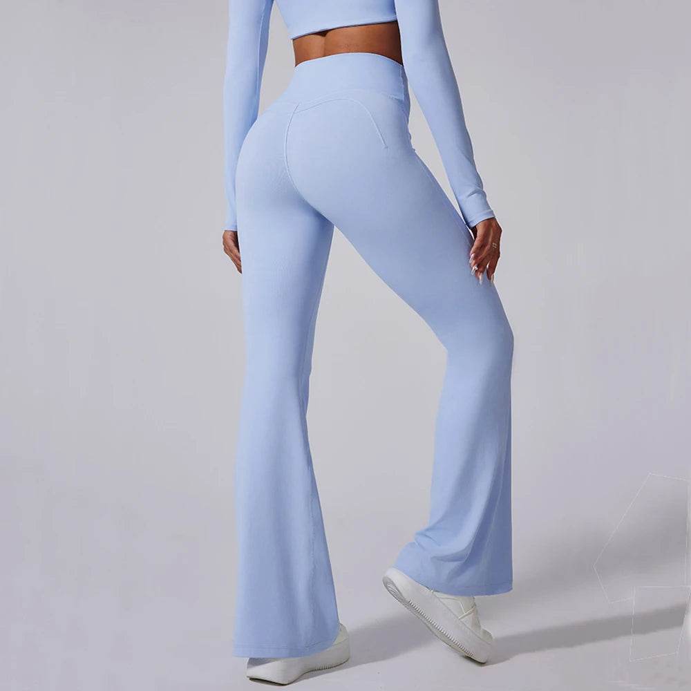 Women's High Waist Flared Leggings - Breathable Yoga Pants for Workouts - Buy Center US