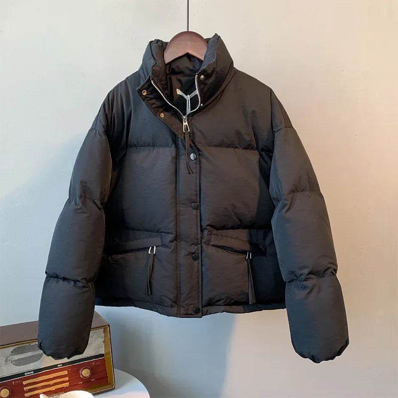 ABRINIC Women’s Casual Thicken Button-Up Puffer Jacket for Winter - Buy Center US