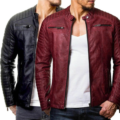 Men's Motorcycle Leather Jacket - Windproof, Rainproof, Casual Style - Buy Center US