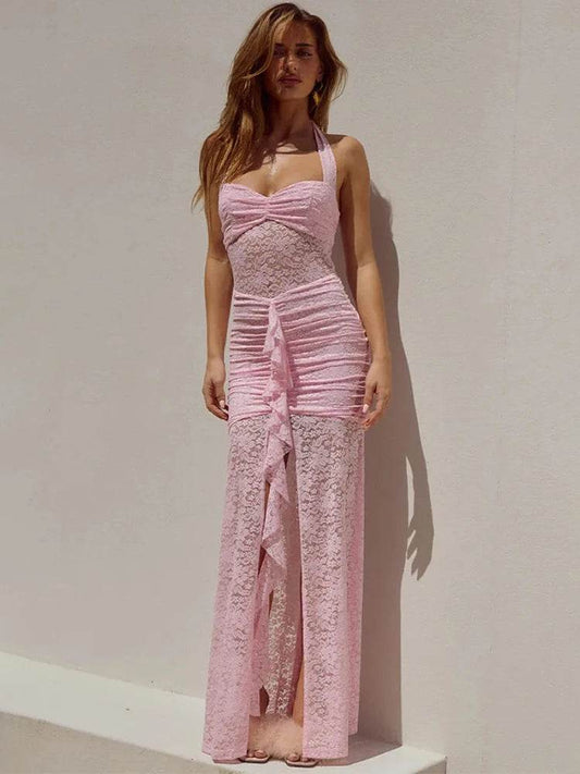 Mozision Sexy Maxi Dress - Lace Draped, Sleeveless Summer Club Style - Buy Center US