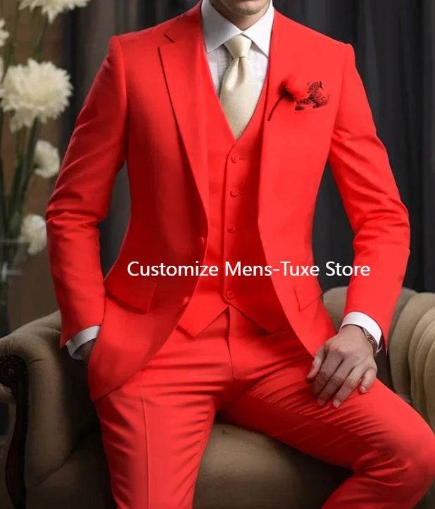 Elegant Men's Wedding Suit - Slim Fit 3-Piece Blazer, Pants & Vest - Buy Center US