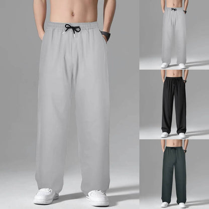 Men's Loose Fit Casual Trousers - Deep Pockets, Wide Leg Design - Buy Center US