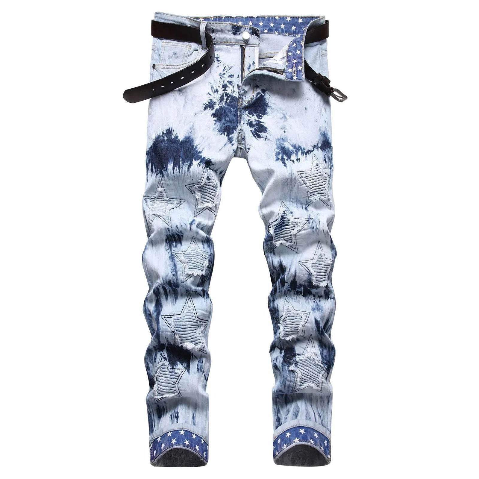 Men's Fashion Ripped Skinny Jeans - Low Waist, Embroidered Style - Buy Center US
