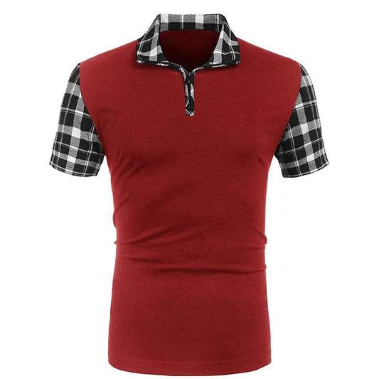 Summer 2024 Oversized Checkered Short Sleeve Polo - Casual Men's T-Shirt - Buy Center US