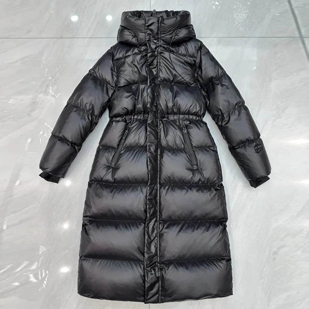 2025 Women's Extra Long Puffer Jacket - 90% White Duck Down Warmth - Buy Center US