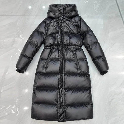 2025 Women's Extra Long Puffer Jacket - 90% White Duck Down Warmth - Buy Center US
