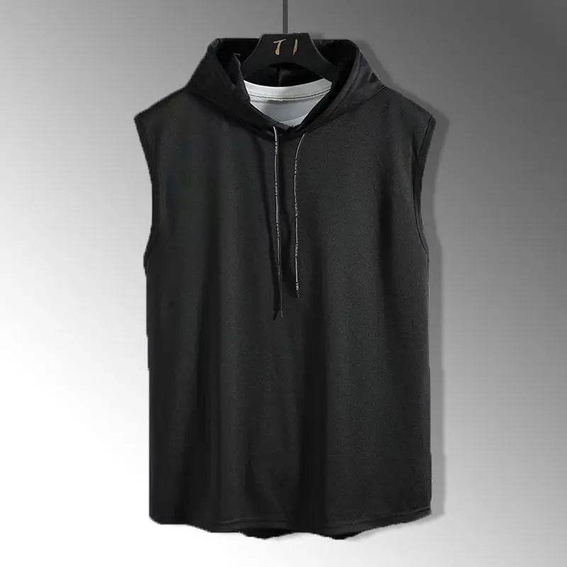 Stylish Solid Color Men's Tank Top - Casual Hooded Sleeveless Tee - Buy Center US