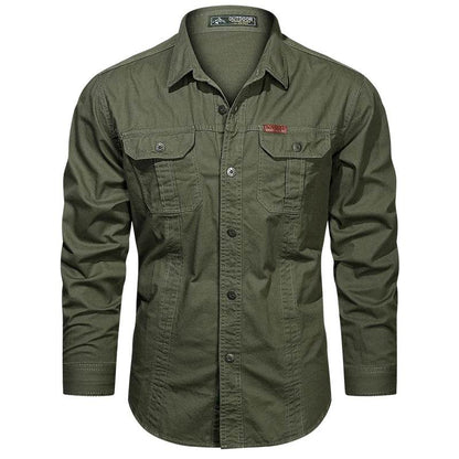 2024 Spring Cotton Cargo Shirt for Men - Multi-Pocket, Casual Style - Buy Center US