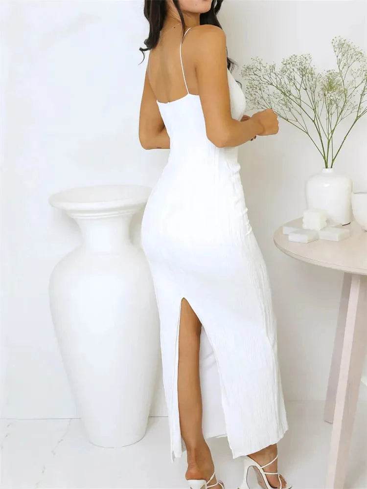 Dozw Sexy Women’s Long Dress - Sleek Sleeveless Back Split Style - Buy Center US