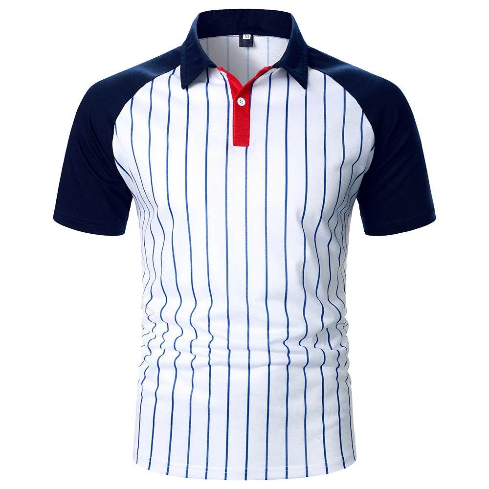 Men's Stripe Polo Shirt - Classic Casual Streetwear for Spring & Summer - Buy Center US