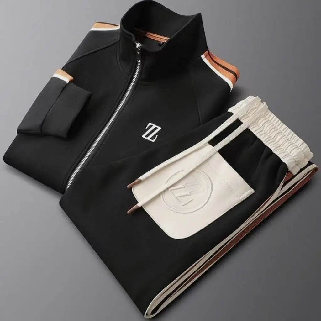 Men's Embroidered Sports Jacket & Pants Set - Casual Spring & Autumn Style - Buy Center US