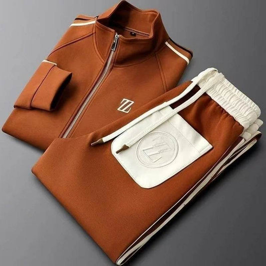 Men's Embroidered Sports Jacket & Pants Set - Casual Spring & Autumn Style - Buy Center US