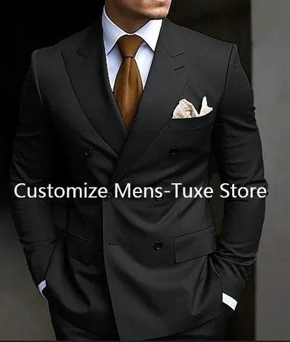 High Quality Brown Men's Suits - Double Breasted Slim Fit Blazer & Pants - Buy Center US