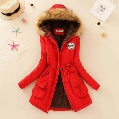 Women's Plus Size Warm Hooded Parka - Fleece Lined Mid-Length Jacket - Buy Center US