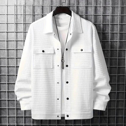 Men's Casual Solid Color Jacket - Turn-Down Collar, Long Sleeve Style - Buy Center US