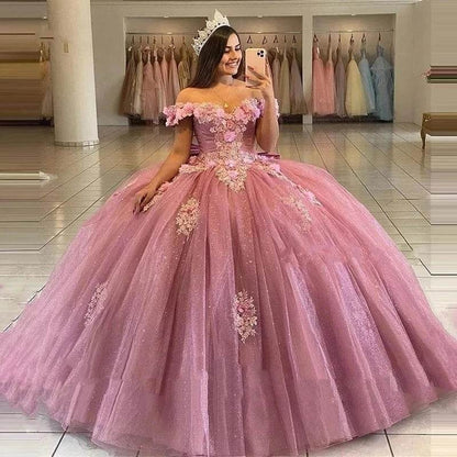 ANGELSBRIDEP Off-Shoulder Quinceanera Dress - Glittering Ball Gown - Buy Center US