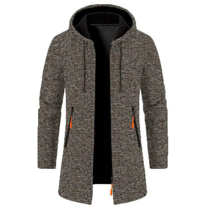 Men's Casual Long-Sleeved Hooded Cardigan Jacket - Solid Color Zipper Style - Buy Center US
