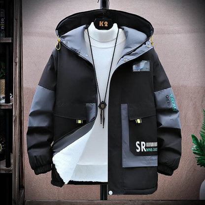 Trendy Hooded Jacket - Windproof Plush Insulation for Men’s Casual Style - Buy Center US