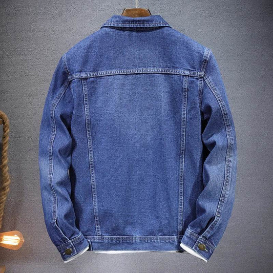 Qj Cinga Men's Casual Denim Jacket - Single-Breasted, Pure Color Style - Buy Center US
