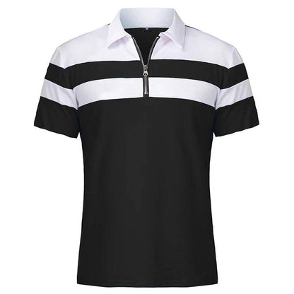 ReFire Gear Men's Casual Summer Polo - 1/4 Zip, Contrast Striped Style - Buy Center US