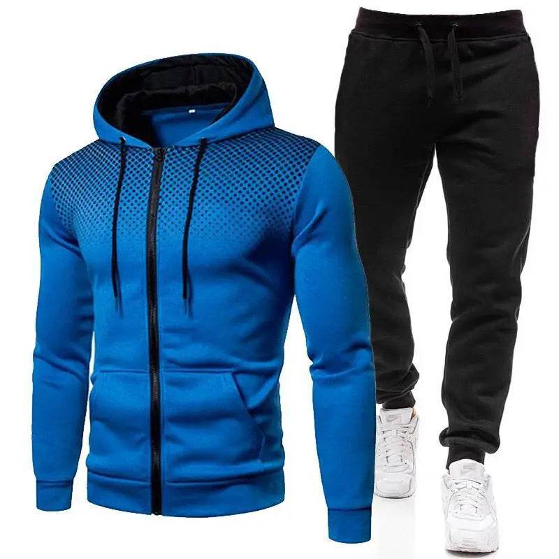 Stylish Zipper Hooded Tracksuit for Men - Casual Fitness Jogging Set - Buy Center US