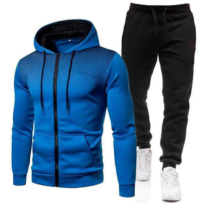Stylish Zipper Hooded Tracksuit for Men - Casual Fitness Jogging Set - Buy Center US