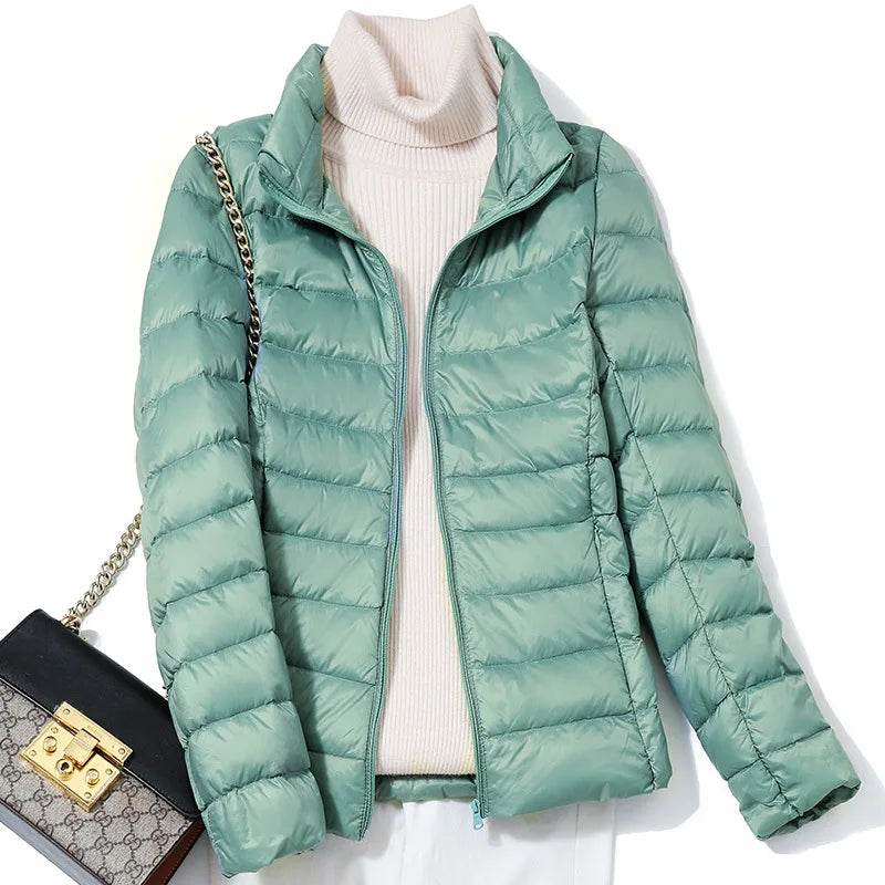 Women's Ultra Lightweight Puffer Jacket - Slim Fit White Duck Down - Buy Center US