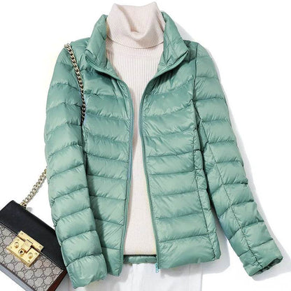 Women's Ultra Lightweight Puffer Jacket - Slim Fit White Duck Down - Buy Center US