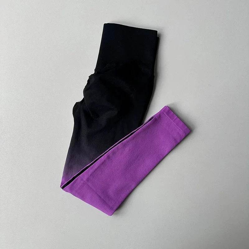 Women's High Waist Gradient Yoga Pants - Elastic Fit & Ankle-Length - Buy Center US
