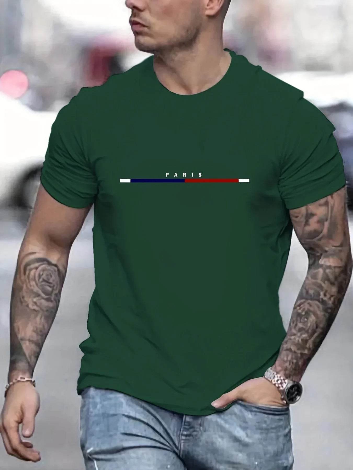 Paris Graphic T-Shirts for Men - Breathable Short Sleeve Casual Tees - Buy Center US