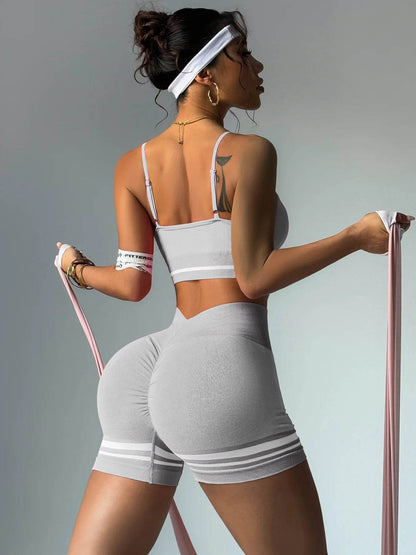 Women’s Outdoor Sports Set - V-Back Bra & Shorts for Gym Training - Buy Center US