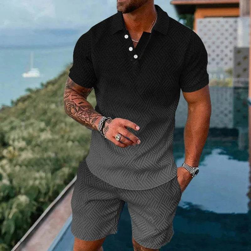 Vibrant 3D Printed Summer Men’s Polo Shirt & Shorts Set - Casual Fashion - Buy Center US
