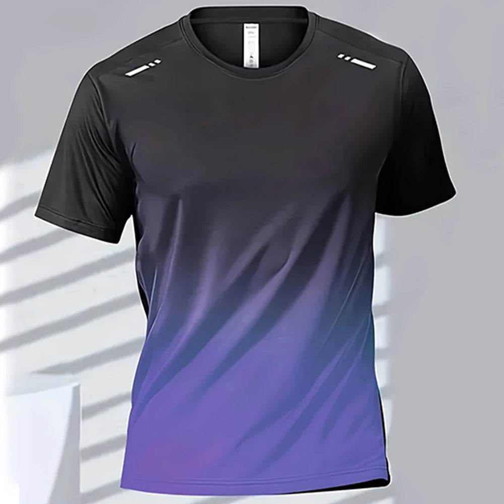 Men's Quick-Dry Gradient Sports T-shirt - Lightweight Short Sleeve Tee - Buy Center US