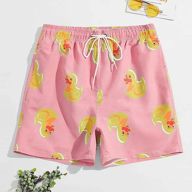 Men's Summer Board Shorts - Breathable Flamingo Print Beach Trunks - Buy Center US