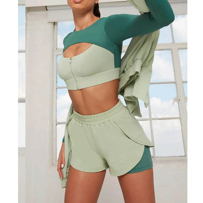 American Fashion Long-Sleeved Yoga Set - Color Collision Design - Buy Center US