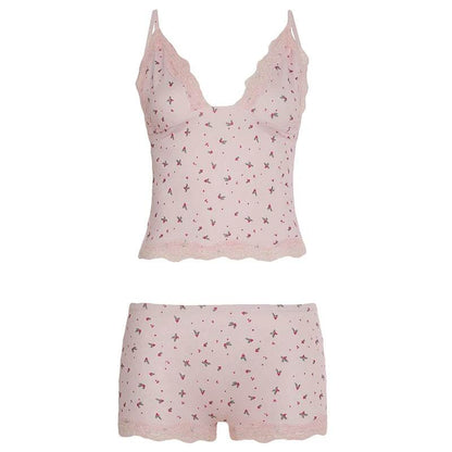 Sweetown Floral Print Women's Set - Camisole and Shorts for Summer - Buy Center US