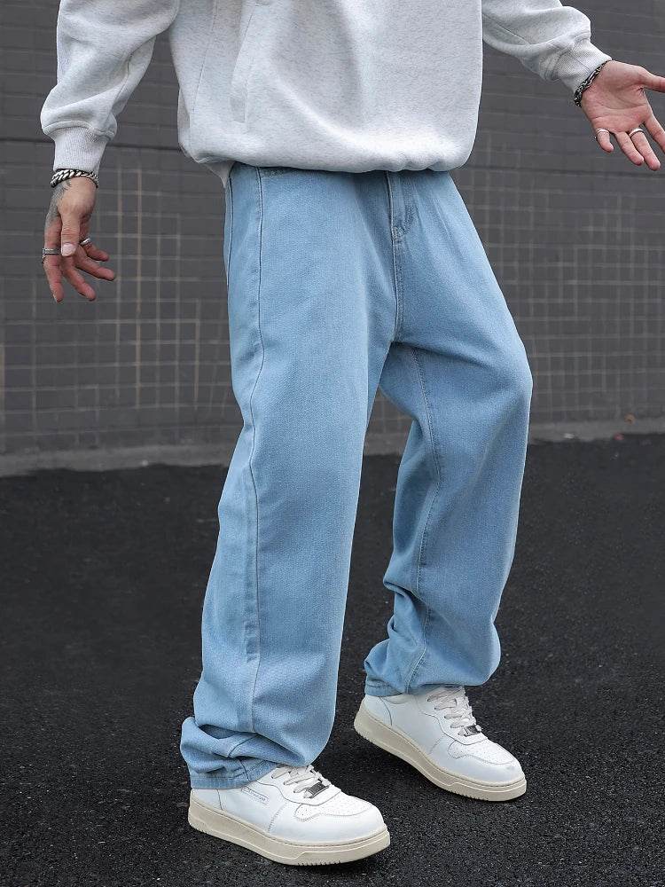 Men's Cotton Baggy Y2K Jeans - Loose Fit, Mid-Weight Casual Trousers - Buy Center US