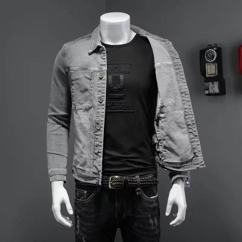 Classic Men's Denim Jacket - High-End Street Style for Autumn - Buy Center US