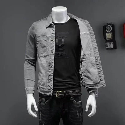 Classic Men's Denim Jacket - High-End Street Style for Autumn - Buy Center US