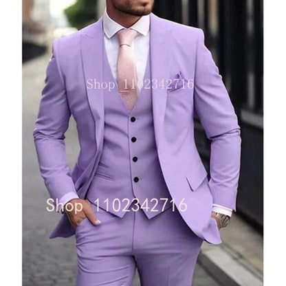Luxury Pink Men’s Tuxedo Suit 3 Piece - Slim Fit Jacket, Pants & Vest - Buy Center US