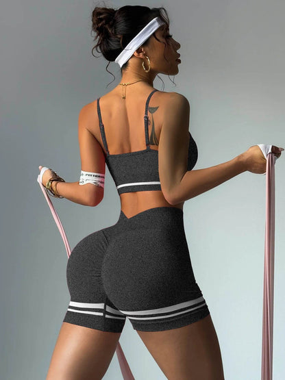 Women’s Outdoor Sports Set - V-Back Bra & Shorts for Gym Training - Buy Center US