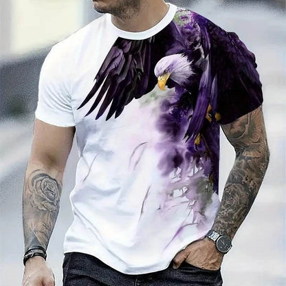 Retro Eagle 3D Print T-Shirt for Men - Casual Short Sleeve Tee - Buy Center US