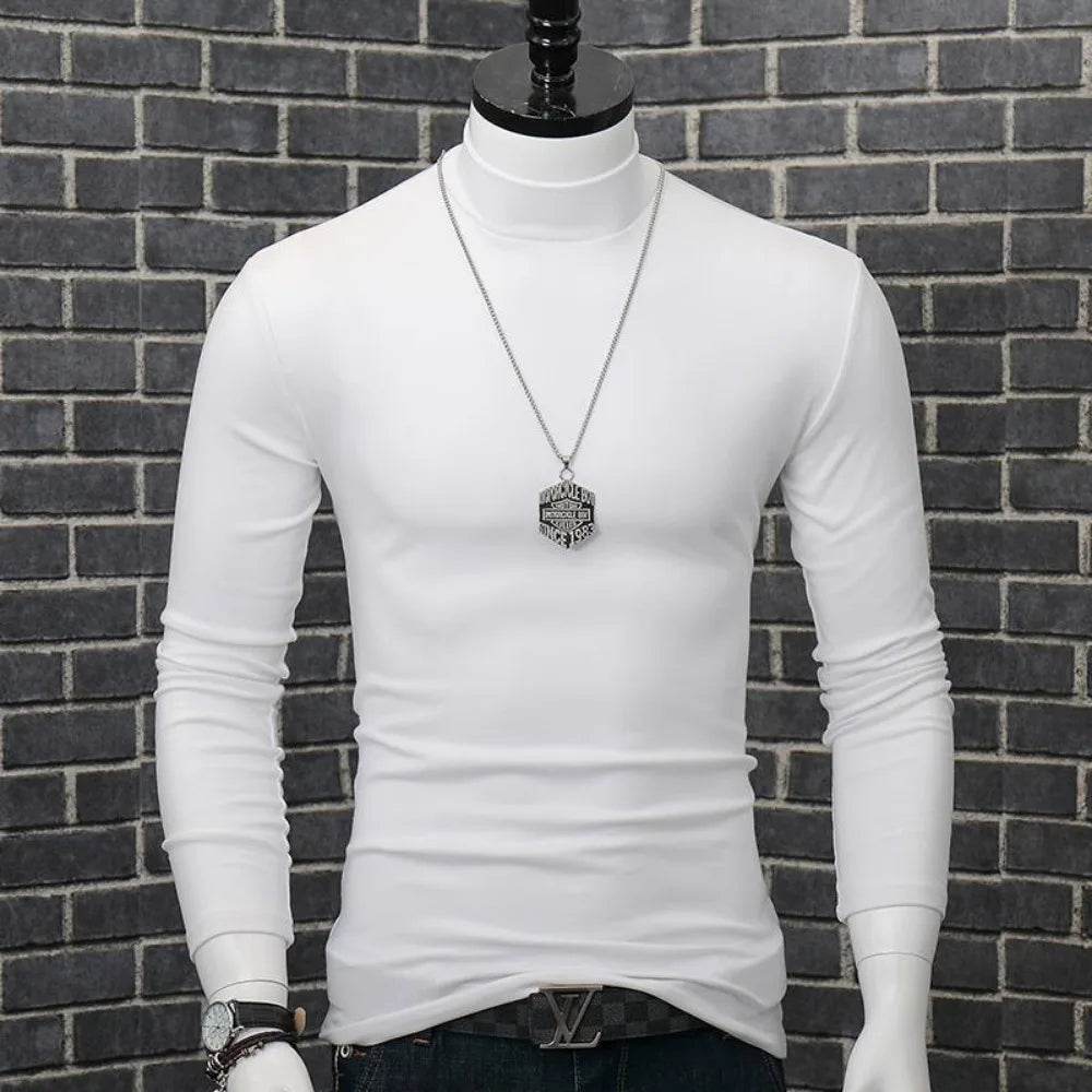 Men's Casual Turtleneck T-Shirt - Autumn Winter Slim Fit Long Sleeve - Buy Center US