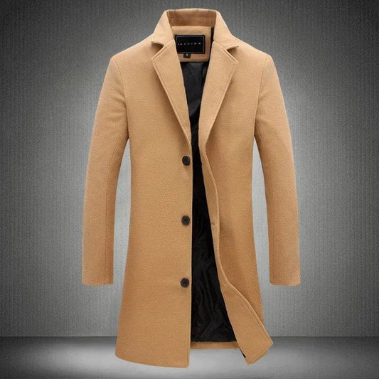 2025 Autumn Winter Men’s Long Cotton Blend Jacket - Casual Slim Fit - Buy Center US