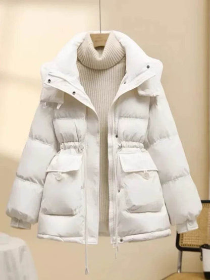 Women's Puffer Jacket - Warm Korean Style, White Duck Down Coat - Buy Center US