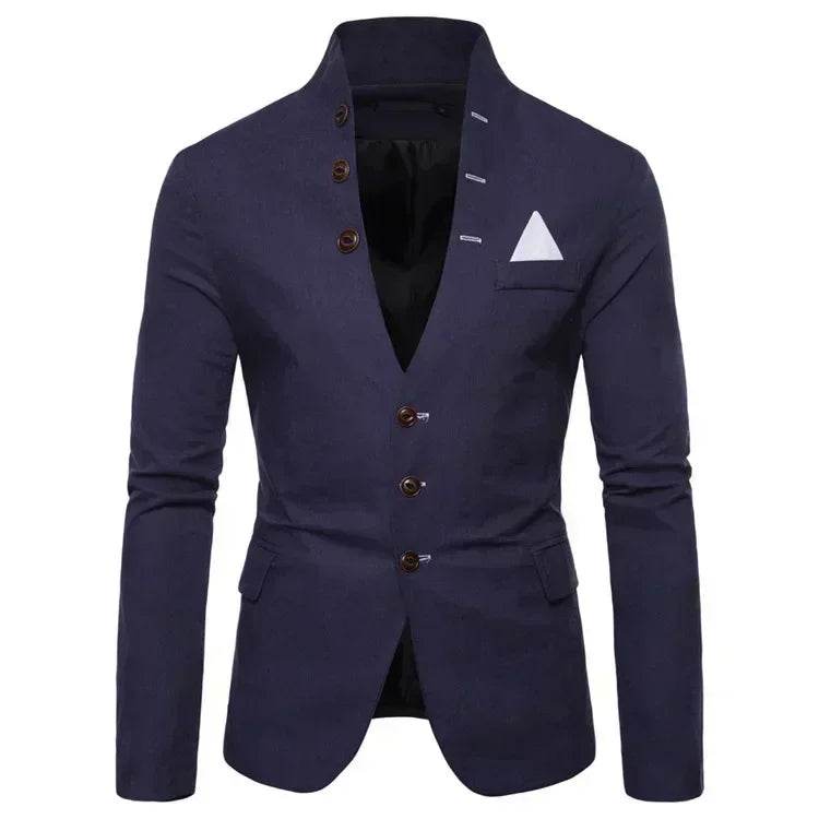 Men's Slim Fit Blazer - Casual Multi-Button Stand-Up Collar Jacket - Buy Center US