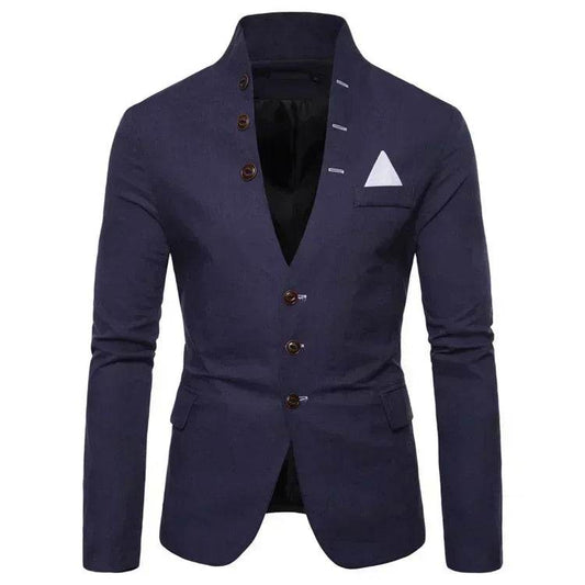 Men's Slim Fit Blazer - Casual Multi-Button Stand-Up Collar Jacket - Buy Center US