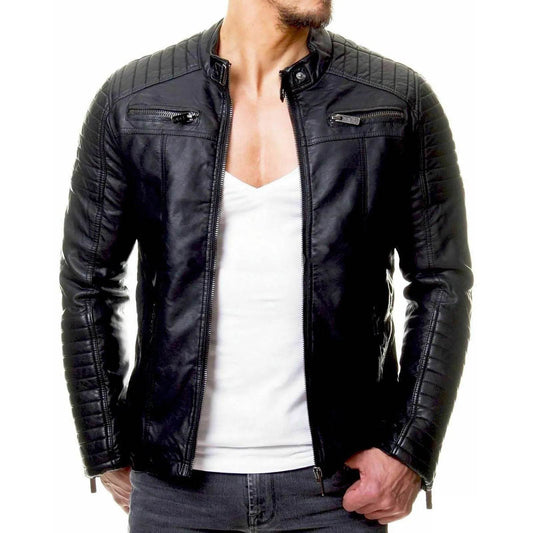 Men's Motorcycle Leather Jacket - Windproof, Rainproof, Casual Style - Buy Center US